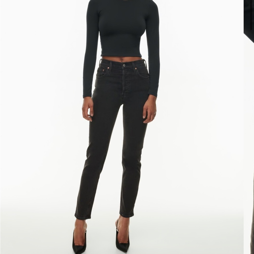 High rise yoko cigarette slim black denim jeans